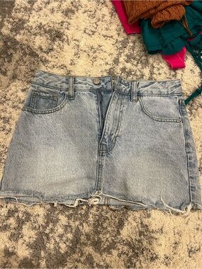 PacSun Light Blue Distressed Denim Mini Skirt